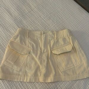 Beige cargo mini skirt